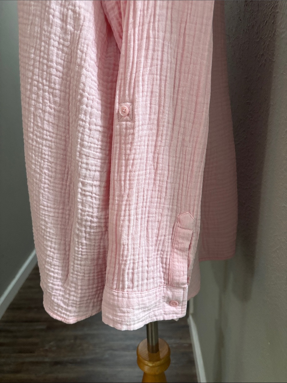 Nine West Pink Cotton Gauze Button-down Shirt - Picture 3 of 8